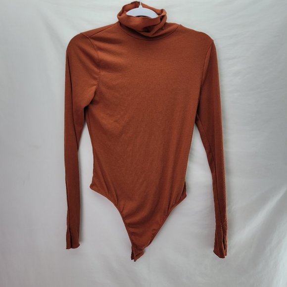 Free People Turtle Neck Women's Bodysuit Orange - Size Large - Picture 1 of 5